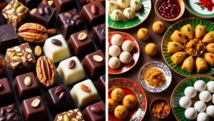 chocolates and traditional Indian sweets.